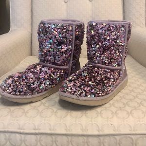 Lilac Frost UGG Classic II Stellar Sequin Boots- big girls size 4